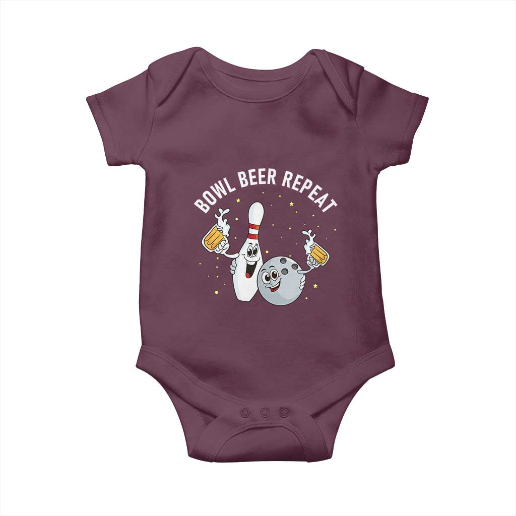 Funny Bowling Beer Lover Gift Baby Onesie Bowl Beer Repeat - Wonder Print Shop