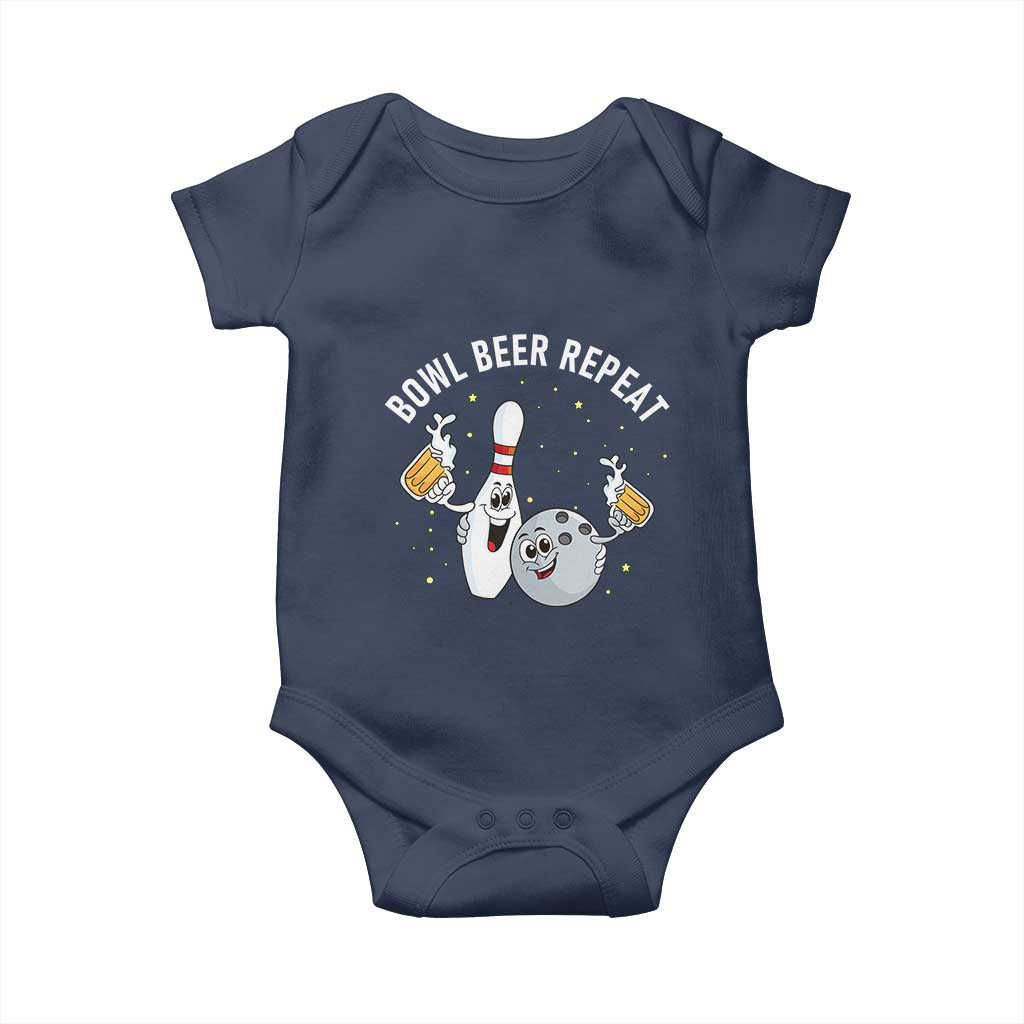 Funny Bowling Beer Lover Gift Baby Onesie Bowl Beer Repeat - Wonder Print Shop