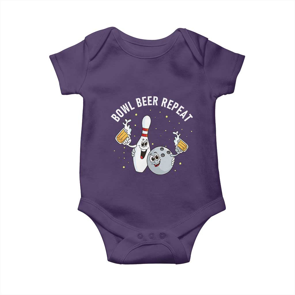 Funny Bowling Beer Lover Gift Baby Onesie Bowl Beer Repeat - Wonder Print Shop