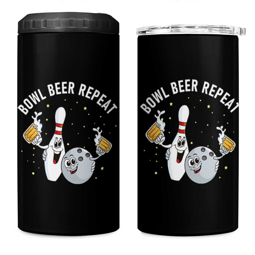 Funny Bowling Beer Lover Gift 4 in 1 Can Cooler Tumbler Bowl Beer Repeat - Wonder Print Shop