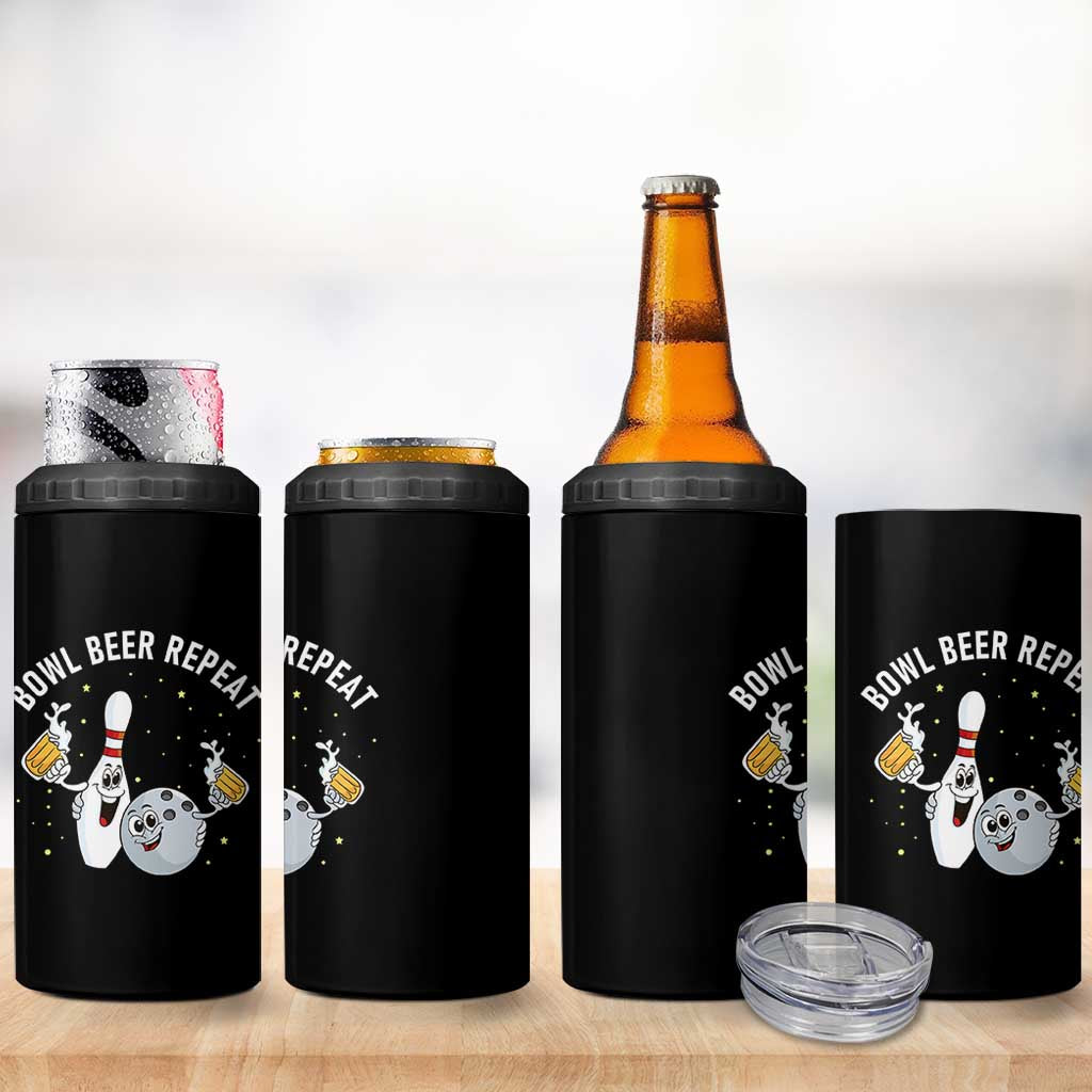 Funny Bowling Beer Lover Gift 4 in 1 Can Cooler Tumbler Bowl Beer Repeat - Wonder Print Shop