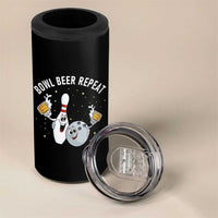 Funny Bowling Beer Lover Gift 4 in 1 Can Cooler Tumbler Bowl Beer Repeat - Wonder Print Shop