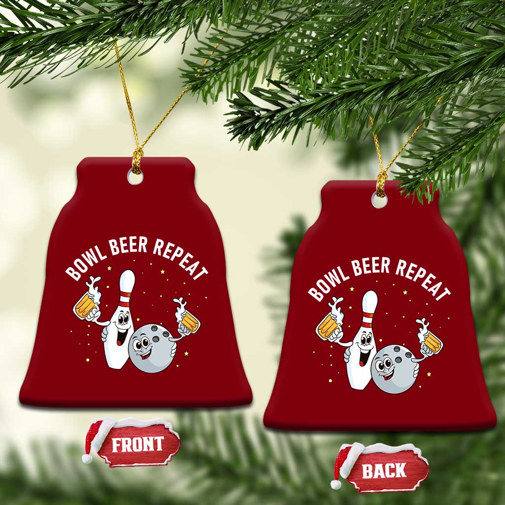 Funny Bowling Beer Lover Gift Ceramic Ornament Bowl Beer Repeat - Wonder Print Shop