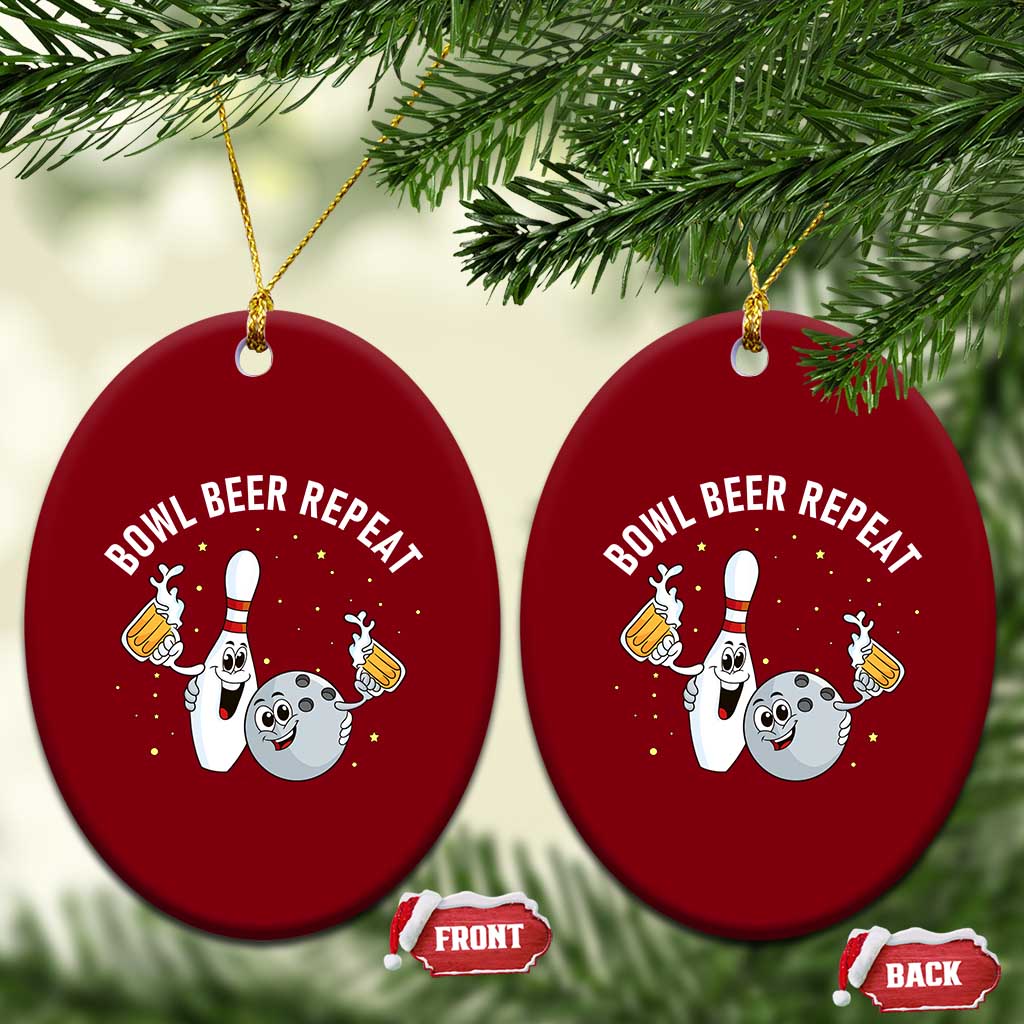 Funny Bowling Beer Lover Gift Ceramic Ornament Bowl Beer Repeat - Wonder Print Shop
