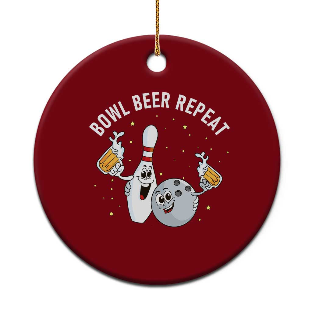 Funny Bowling Beer Lover Gift Ceramic Ornament Bowl Beer Repeat - Wonder Print Shop