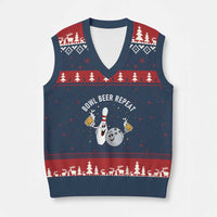 Funny Bowling Beer Lover Gift V-Neck Knit Sweater Vest Bowl Beer Repeat - Wonder Print Shop