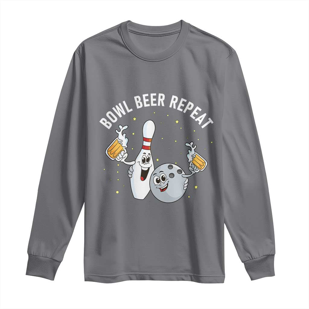 Funny Bowling Beer Lover Gift Long Sleeve Shirt Bowl Beer Repeat - Wonder Print Shop