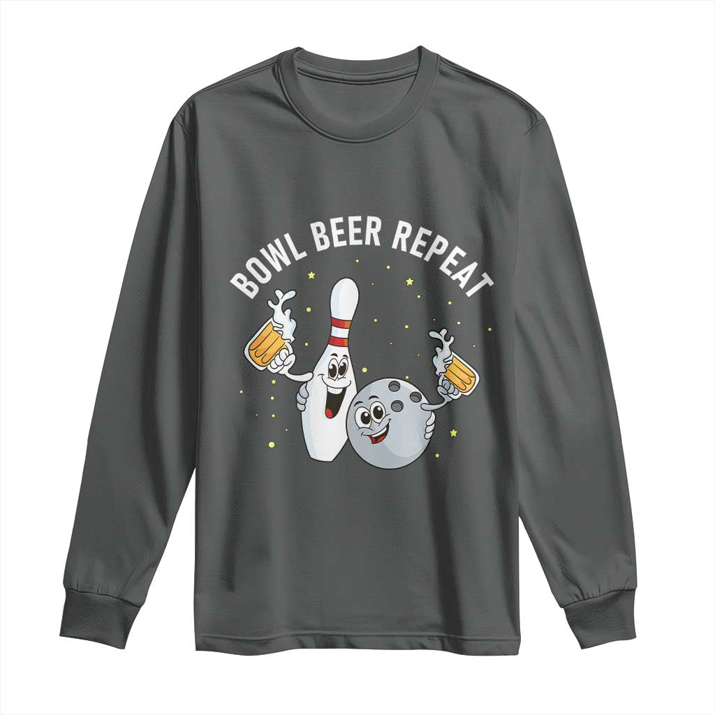 Funny Bowling Beer Lover Gift Long Sleeve Shirt Bowl Beer Repeat - Wonder Print Shop