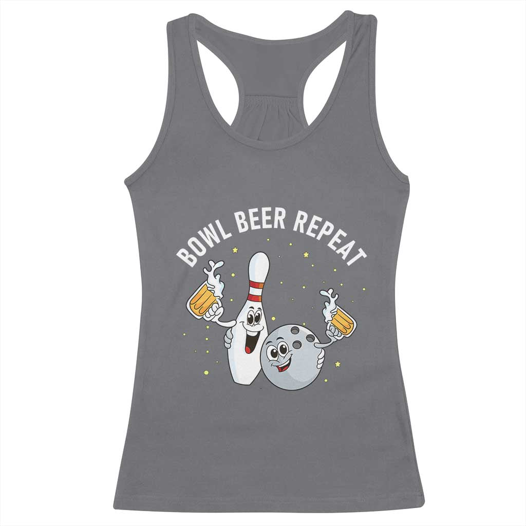 Funny Bowling Beer Lover Gift Racerback Tank Top Bowl Beer Repeat - Wonder Print Shop