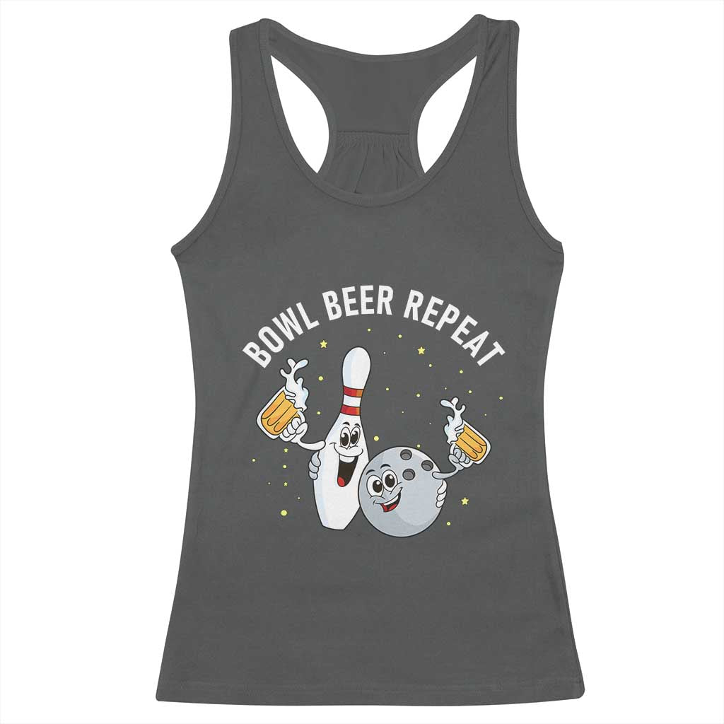 Funny Bowling Beer Lover Gift Racerback Tank Top Bowl Beer Repeat - Wonder Print Shop