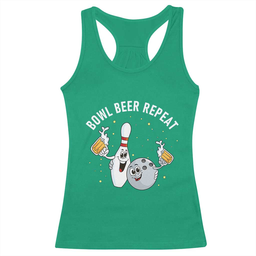 Funny Bowling Beer Lover Gift Racerback Tank Top Bowl Beer Repeat - Wonder Print Shop