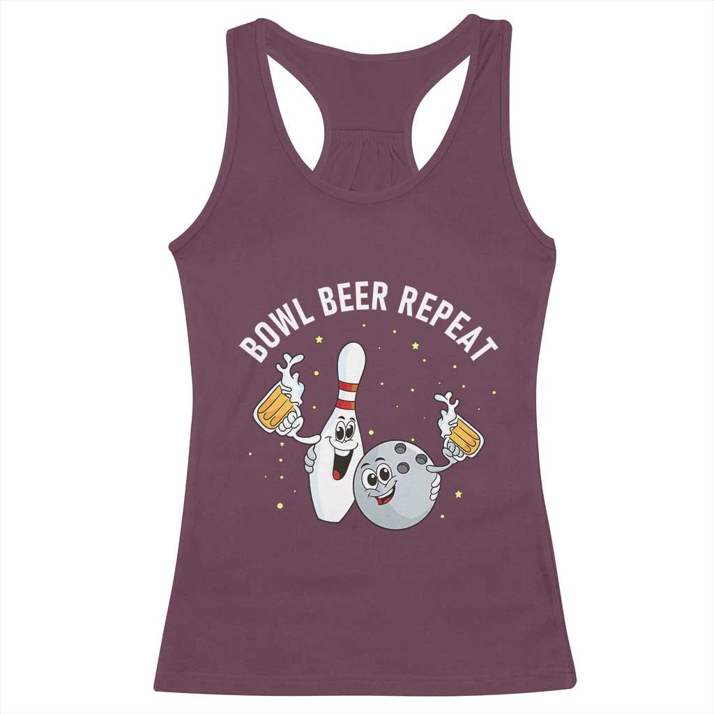 Funny Bowling Beer Lover Gift Racerback Tank Top Bowl Beer Repeat - Wonder Print Shop