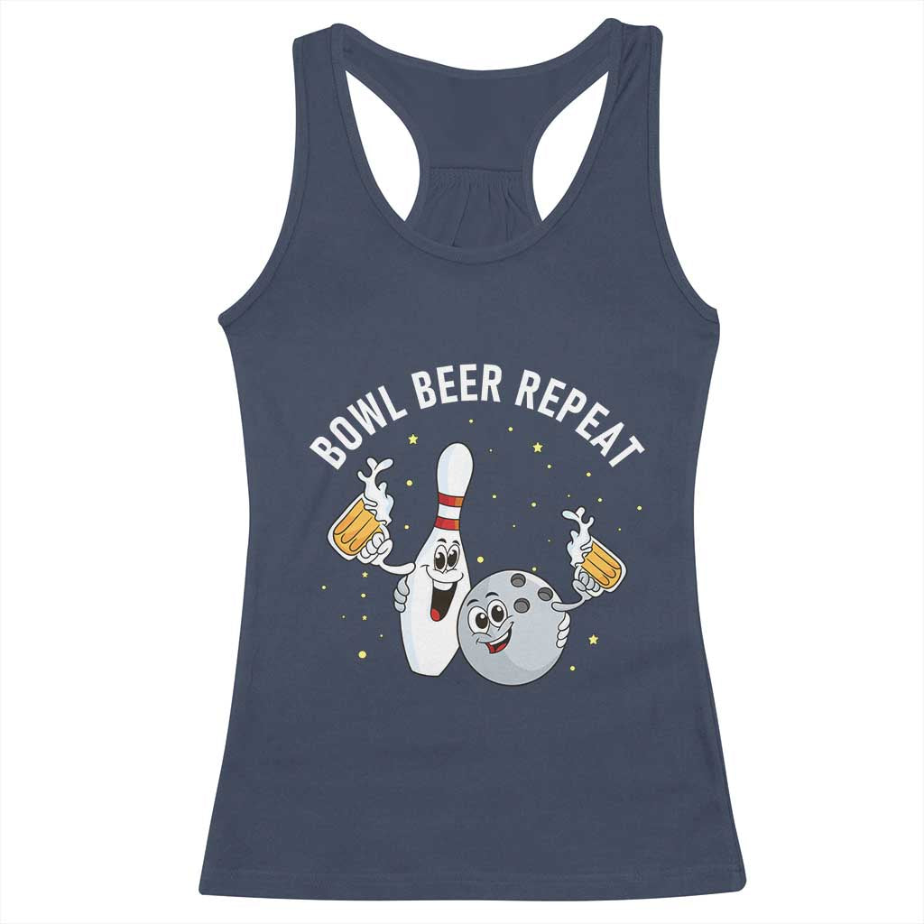Funny Bowling Beer Lover Gift Racerback Tank Top Bowl Beer Repeat - Wonder Print Shop