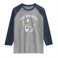 Funny Bowling Beer Lover Gift Raglan Shirt Bowl Beer Repeat - Wonder Print Shop