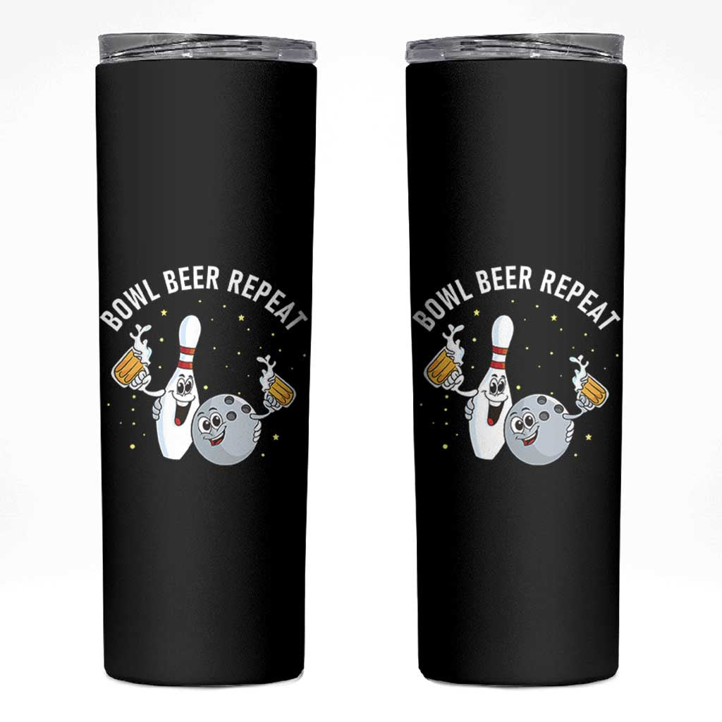 Funny Bowling Beer Lover Gift Skinny Tumbler Bowl Beer Repeat - Wonder Print Shop