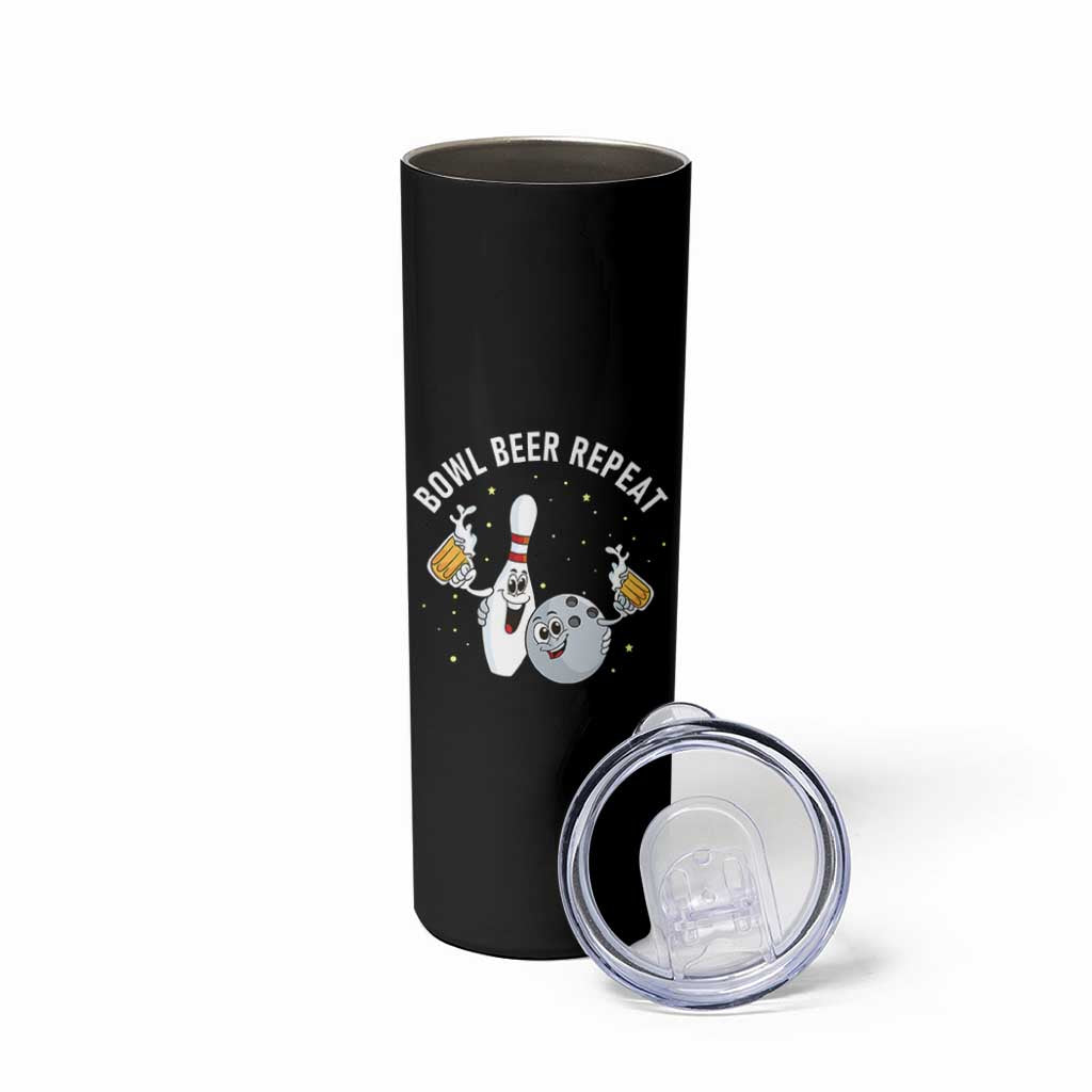 Funny Bowling Beer Lover Gift Skinny Tumbler Bowl Beer Repeat - Wonder Print Shop