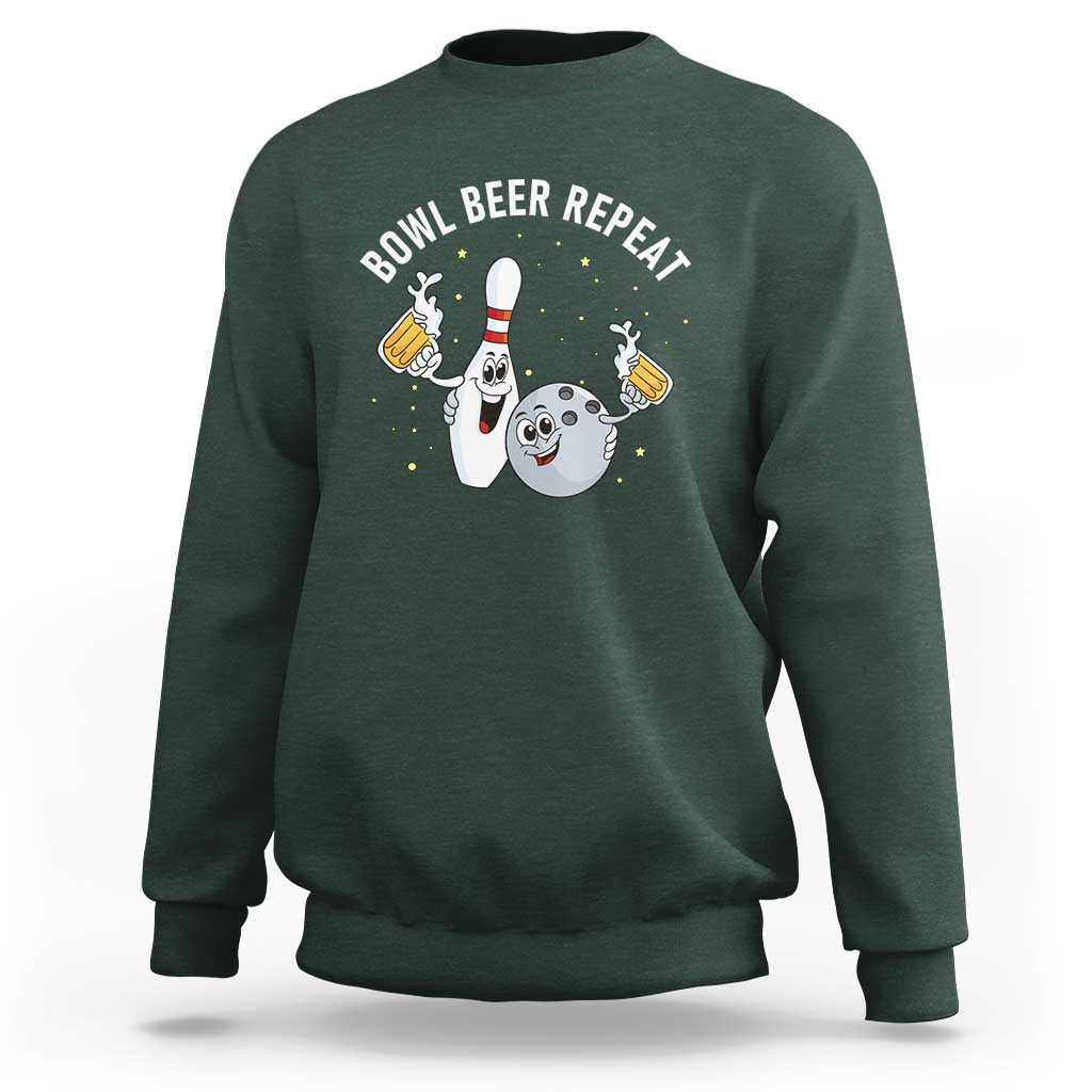 Funny Bowling Beer Lover Gift Sweatshirt Bowl Beer Repeat - Wonder Print Shop