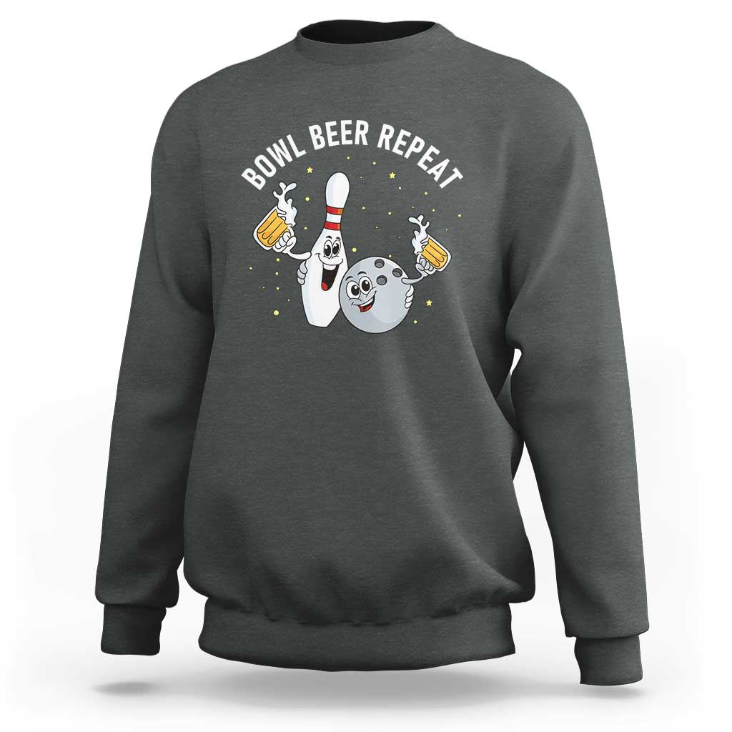 Funny Bowling Beer Lover Gift Sweatshirt Bowl Beer Repeat - Wonder Print Shop