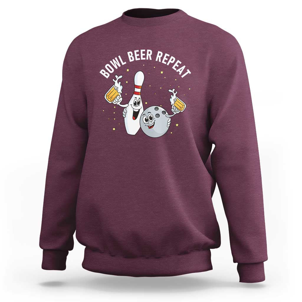 Funny Bowling Beer Lover Gift Sweatshirt Bowl Beer Repeat - Wonder Print Shop