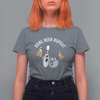 Funny Bowling Beer Lover Gift T Shirt For Women Bowl Beer Repeat - Wonder Print Shop