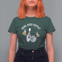 Funny Bowling Beer Lover Gift T Shirt For Women Bowl Beer Repeat - Wonder Print Shop