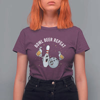 Funny Bowling Beer Lover Gift T Shirt For Women Bowl Beer Repeat - Wonder Print Shop