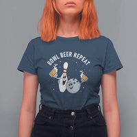 Funny Bowling Beer Lover Gift T Shirt For Women Bowl Beer Repeat - Wonder Print Shop