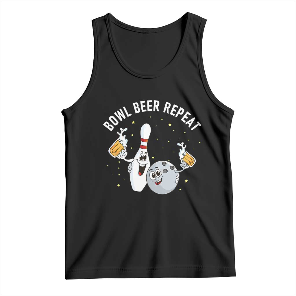 Funny Bowling Beer Lover Gift Tank Top Bowl Beer Repeat - Wonder Print Shop