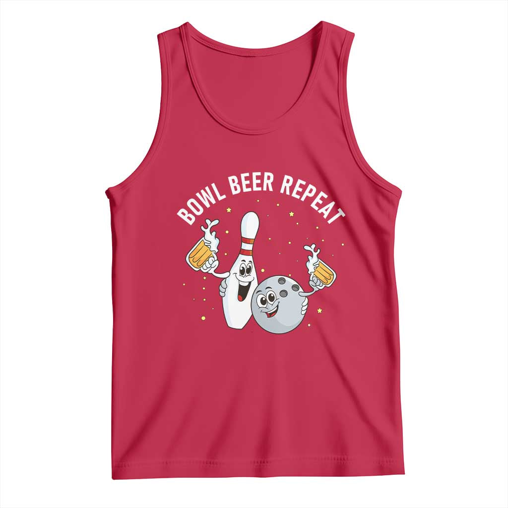 Funny Bowling Beer Lover Gift Tank Top Bowl Beer Repeat - Wonder Print Shop