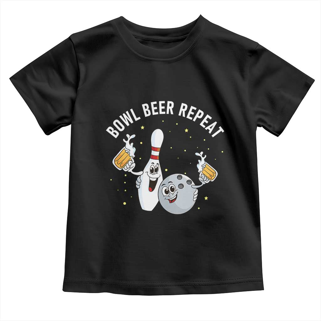 Funny Bowling Beer Lover Gift Toddler T Shirt Bowl Beer Repeat - Wonder Print Shop