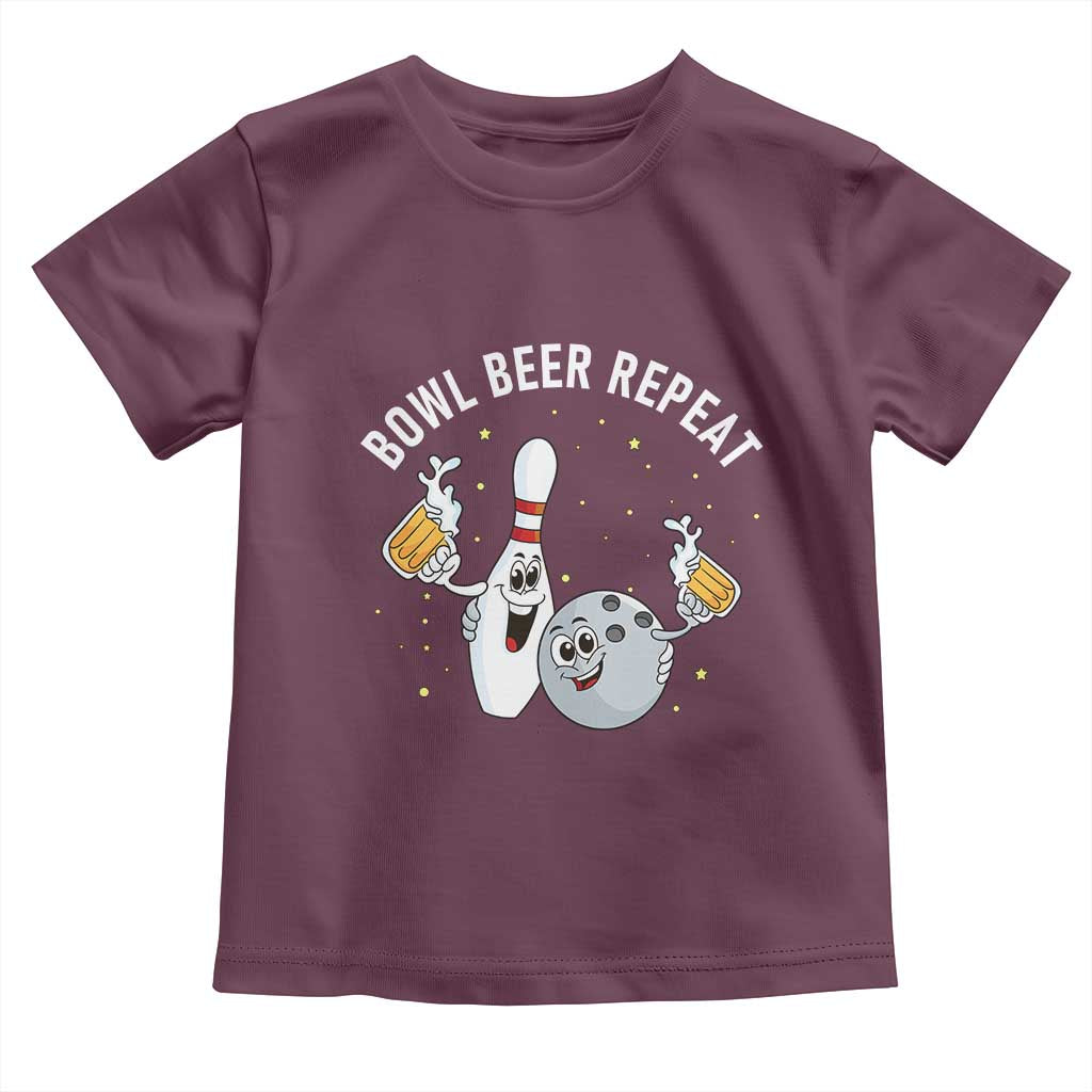Funny Bowling Beer Lover Gift Toddler T Shirt Bowl Beer Repeat - Wonder Print Shop