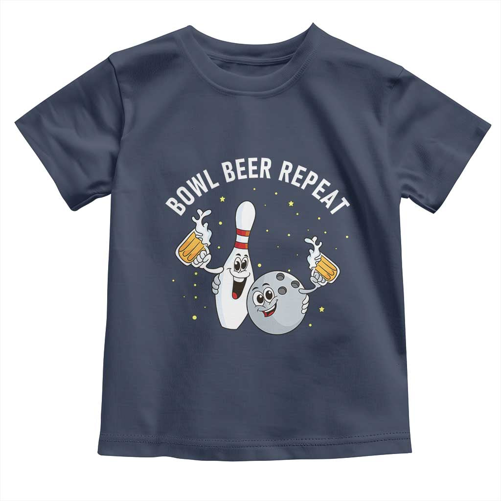 Funny Bowling Beer Lover Gift Toddler T Shirt Bowl Beer Repeat - Wonder Print Shop