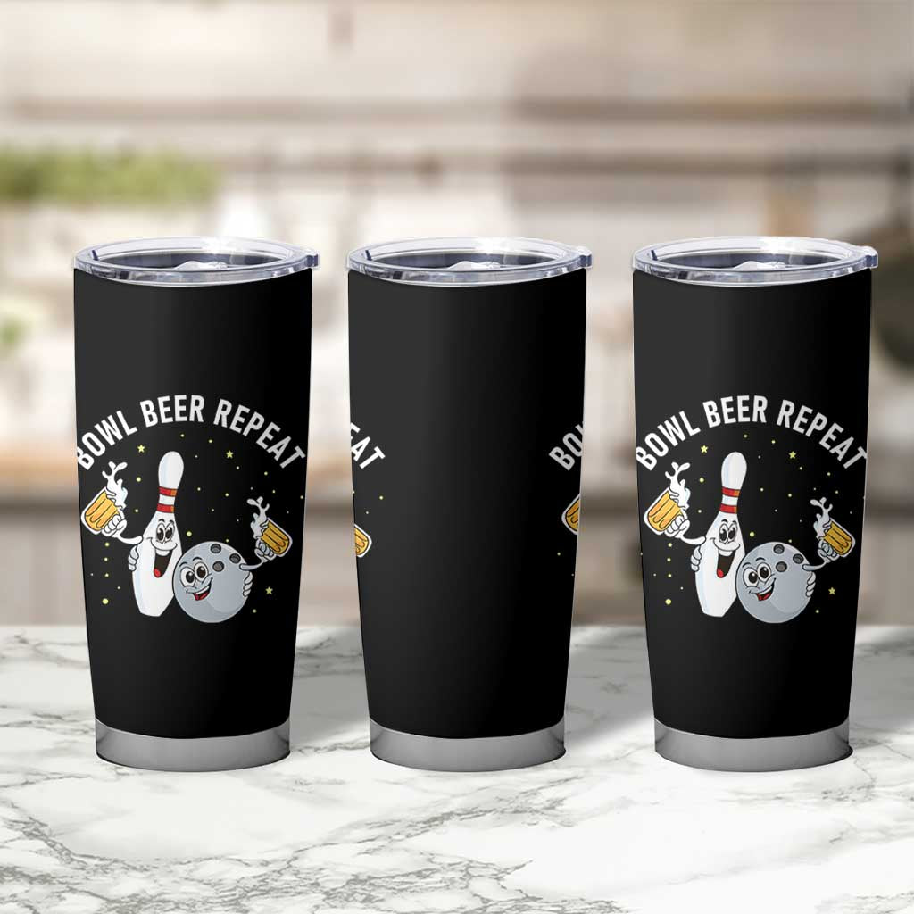 Funny Bowling Beer Lover Gift Tumbler Cup Bowl Beer Repeat - Wonder Print Shop
