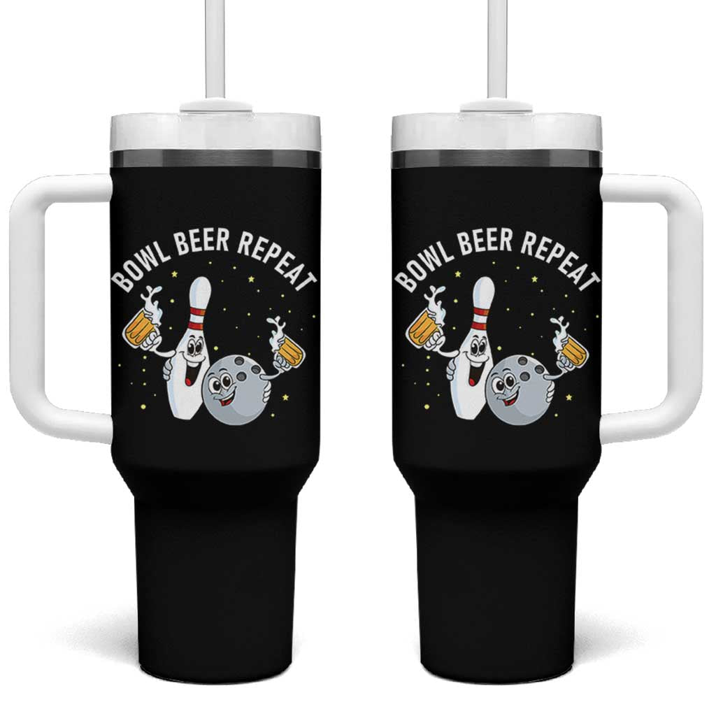 Funny Bowling Beer Lover Gift Tumbler With Handle Bowl Beer Repeat - Wonder Print Shop