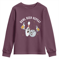 Funny Bowling Beer Lover Gift Youth Sweatshirt Bowl Beer Repeat - Wonder Print Shop