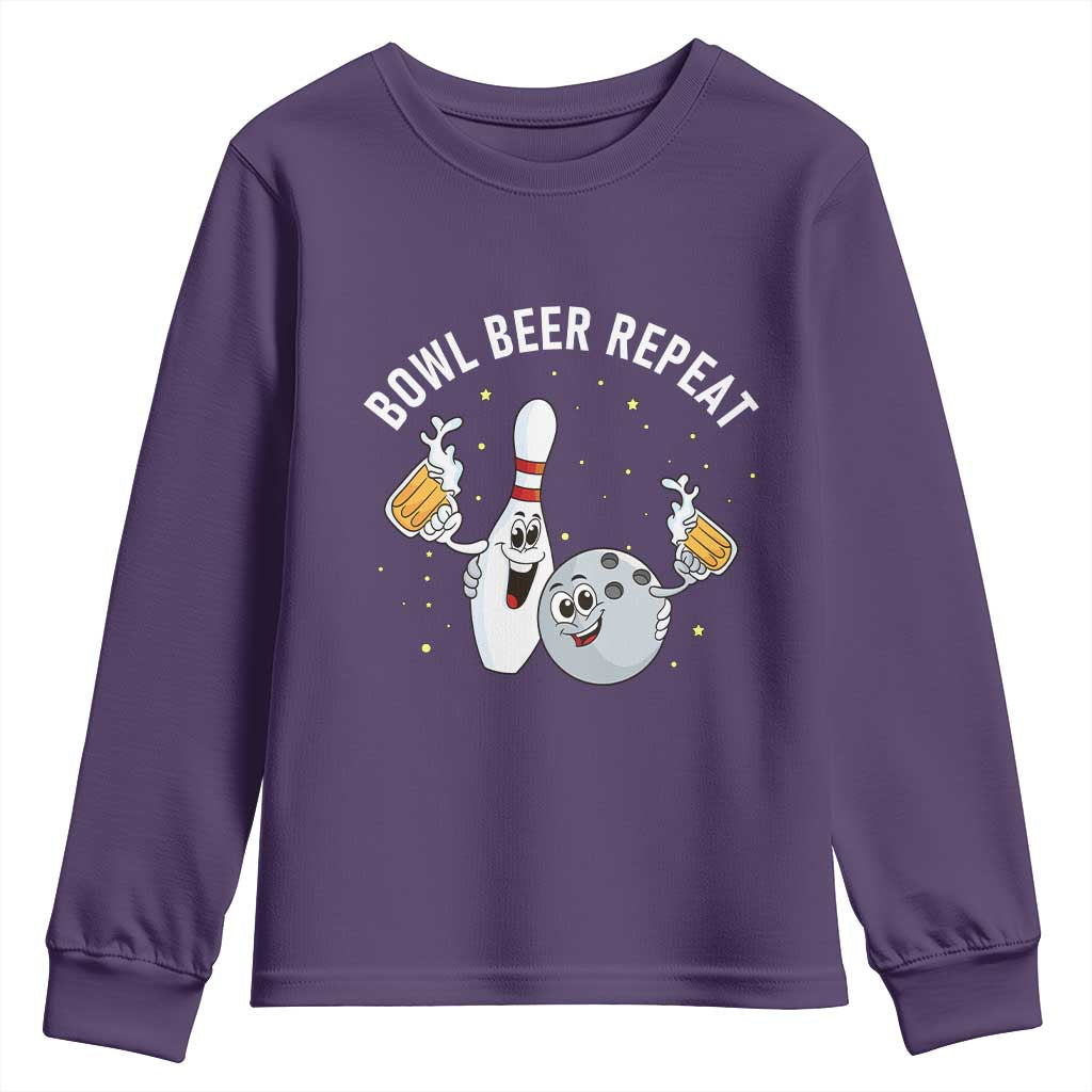 Funny Bowling Beer Lover Gift Youth Sweatshirt Bowl Beer Repeat - Wonder Print Shop
