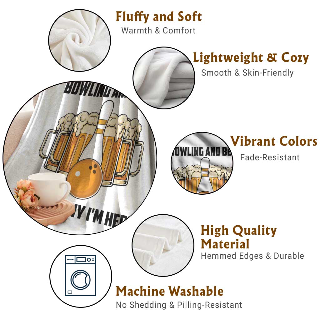 Bowling And Beer That's Why I'm Here Throw Blanket Drinking Bowling Gift - Wonder Print Shop