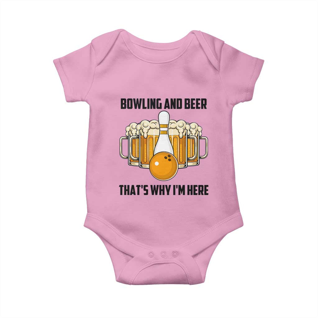 Bowling And Beer That's Why I'm Here Baby Onesie Drinking Bowling Gift - Wonder Print Shop