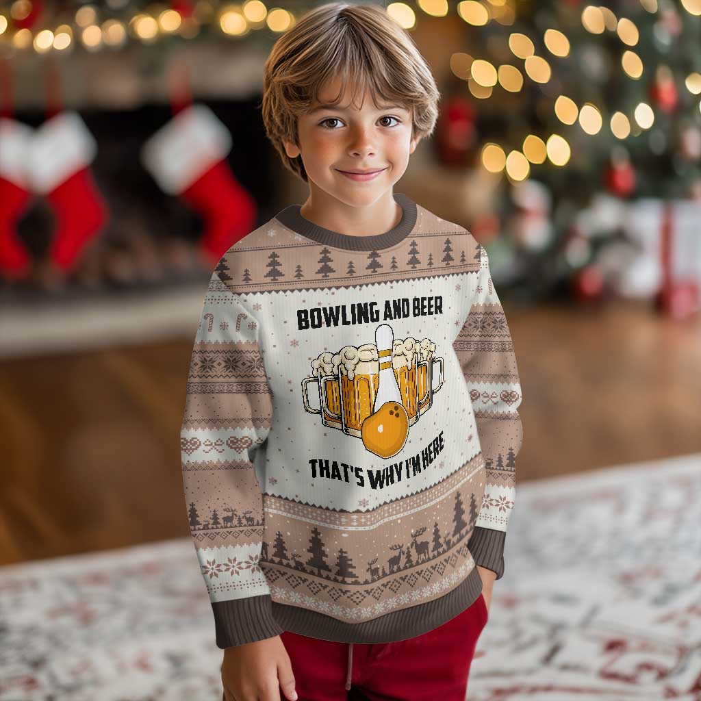 Bowling And Beer That's Why I'm Here Ugly Christmas Sweater Drinking Bowling Gift - Wonder Print Shop