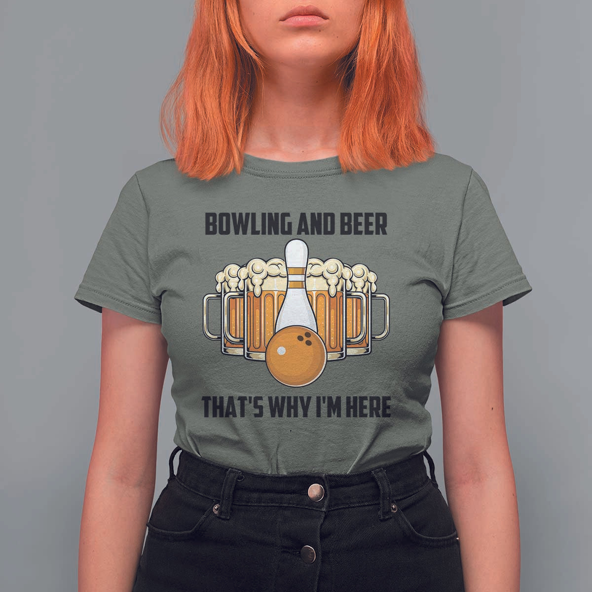 Bowling And Beer That's Why I'm Here T Shirt For Women Drinking Bowling Gift - Wonder Print Shop