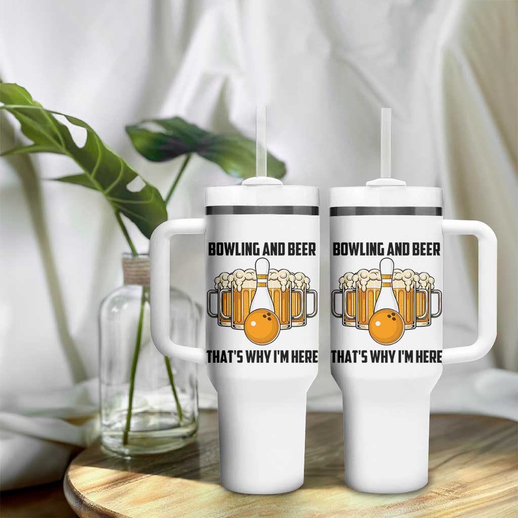 Bowling And Beer That's Why I'm Here Tumbler With Handle Drinking Bowling Gift - Wonder Print Shop