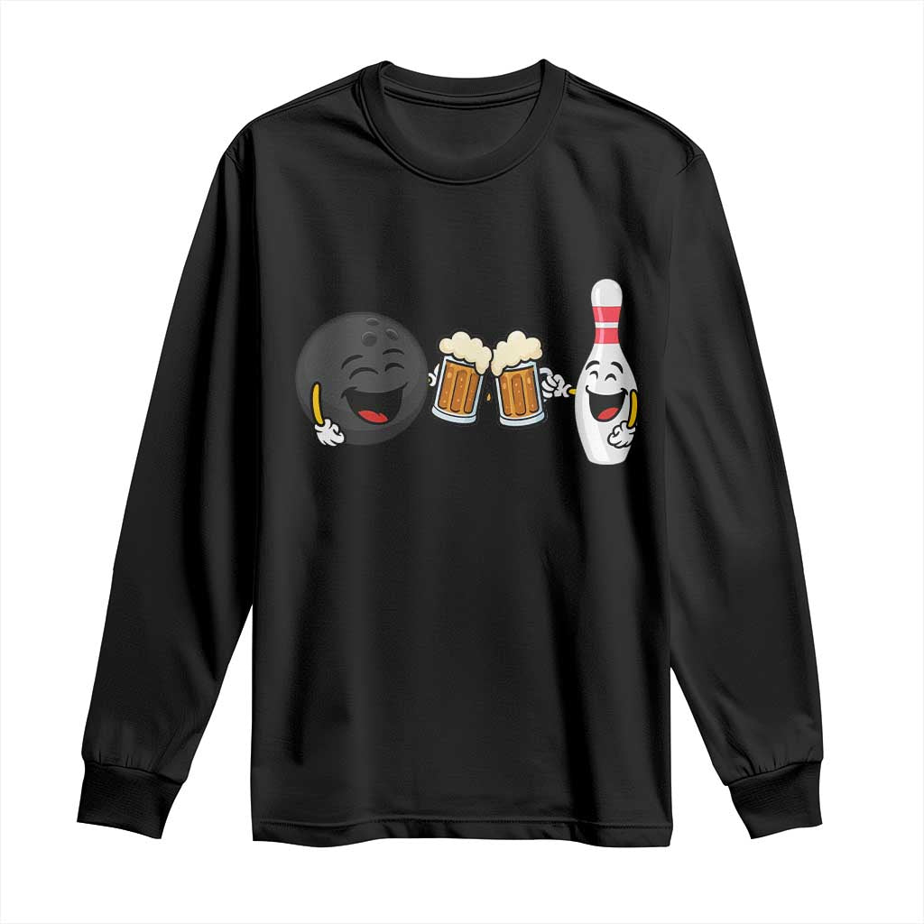 Funny Bowling And Beer Lover Gift Long Sleeve Shirt - Wonder Print Shop