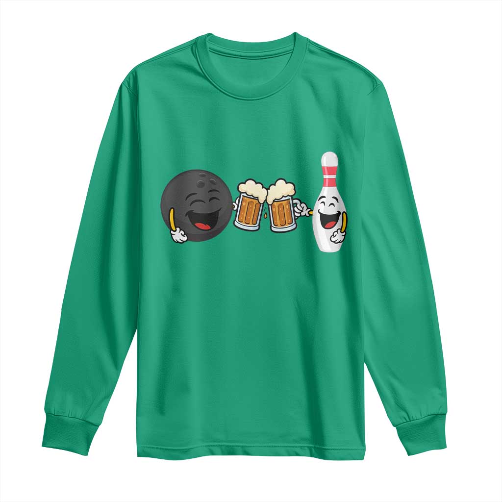 Funny Bowling And Beer Lover Gift Long Sleeve Shirt - Wonder Print Shop