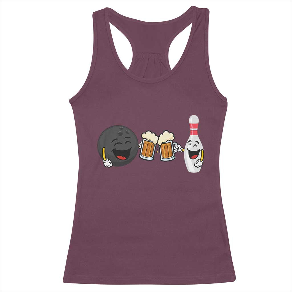 Funny Bowling And Beer Lover Gift Racerback Tank Top - Wonder Print Shop
