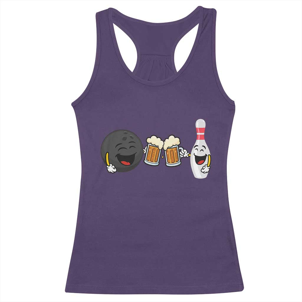 Funny Bowling And Beer Lover Gift Racerback Tank Top - Wonder Print Shop