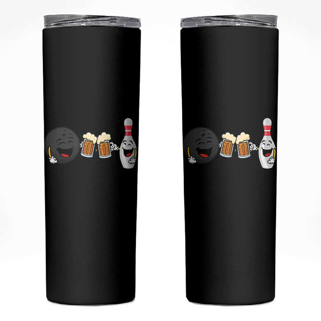 Funny Bowling And Beer Lover Gift Skinny Tumbler - Wonder Print Shop