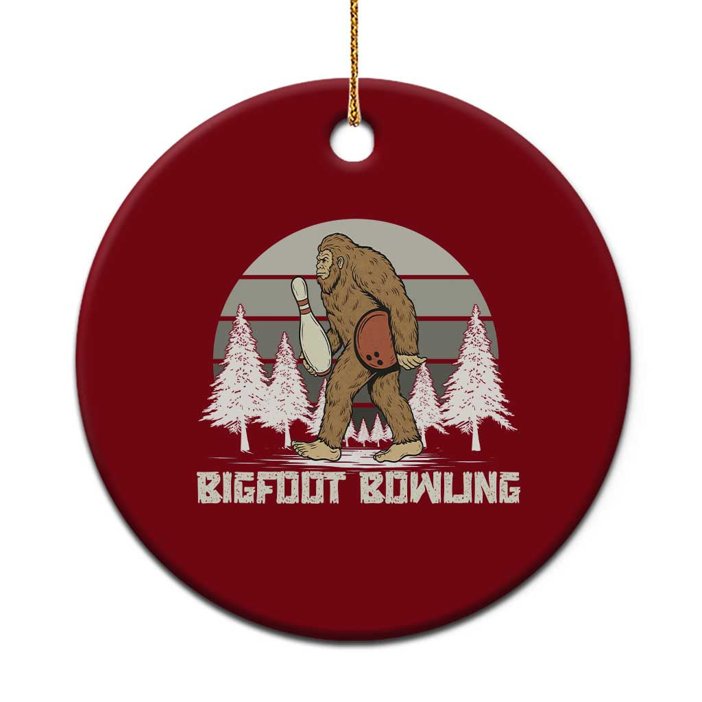 Funny Bigfoot Bowling Ceramic Ornament Gift For Bowler - Wonder Print Shop