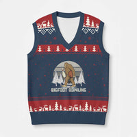 Funny Bigfoot Bowling V-Neck Knit Sweater Vest Gift For Bowler - Wonder Print Shop