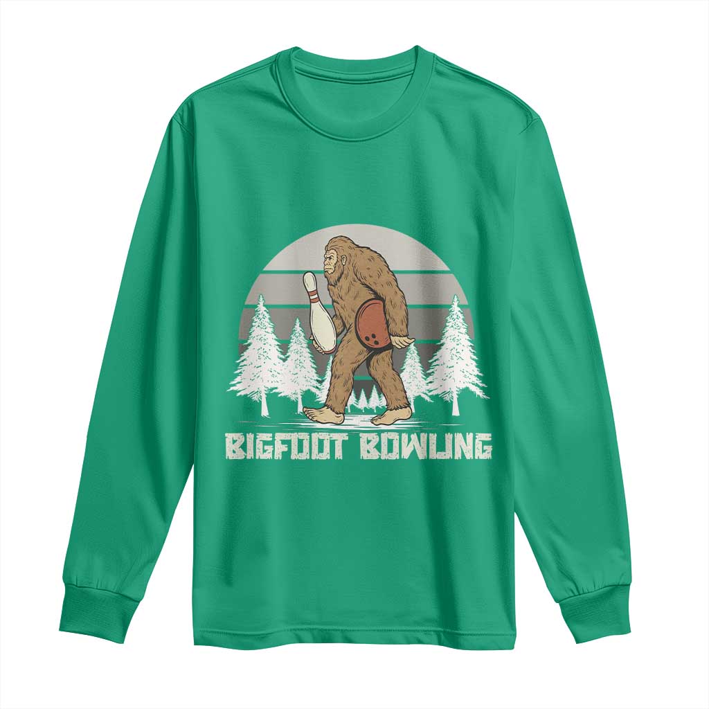 Funny Bigfoot Bowling Long Sleeve Shirt Gift For Bowler - Wonder Print Shop