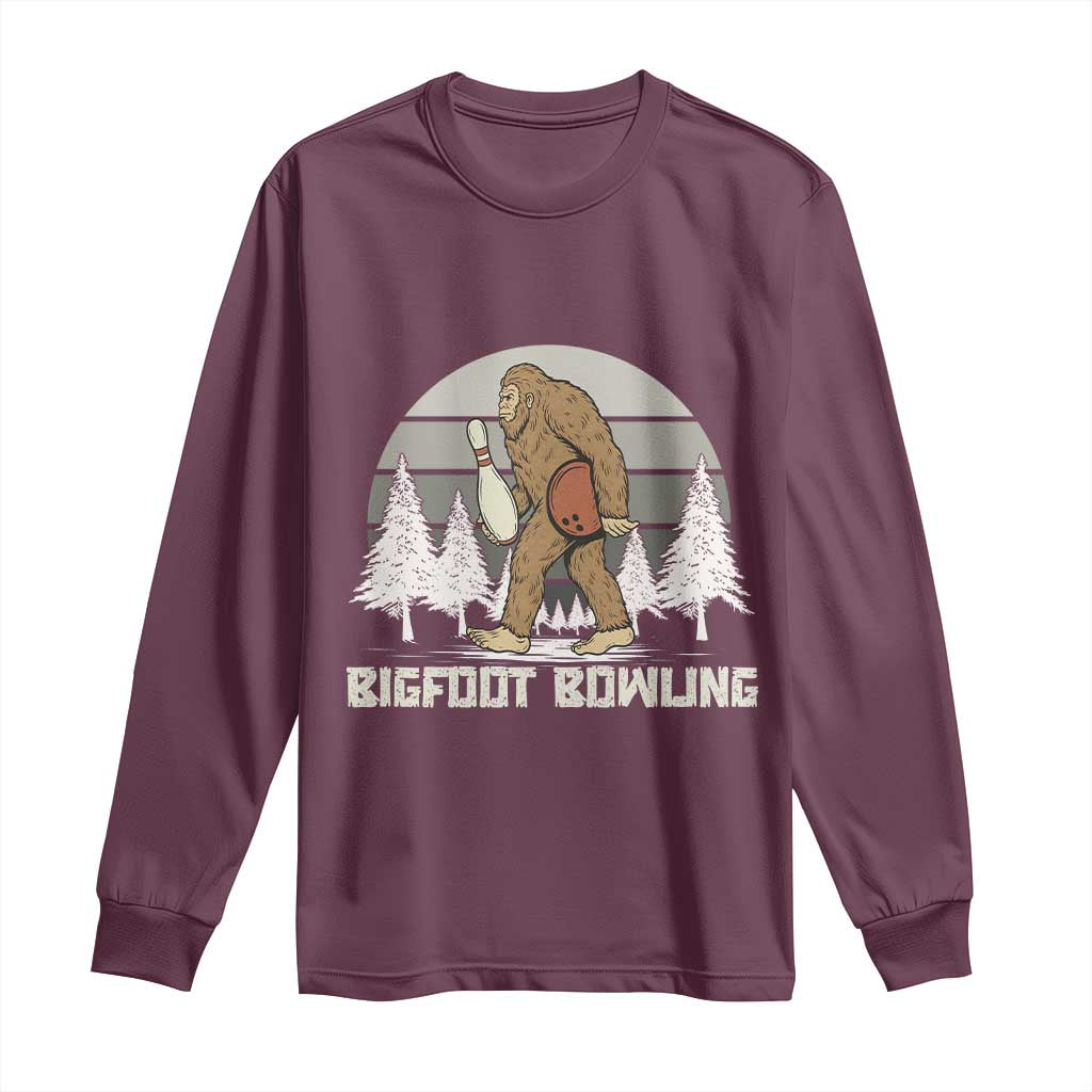 Funny Bigfoot Bowling Long Sleeve Shirt Gift For Bowler - Wonder Print Shop